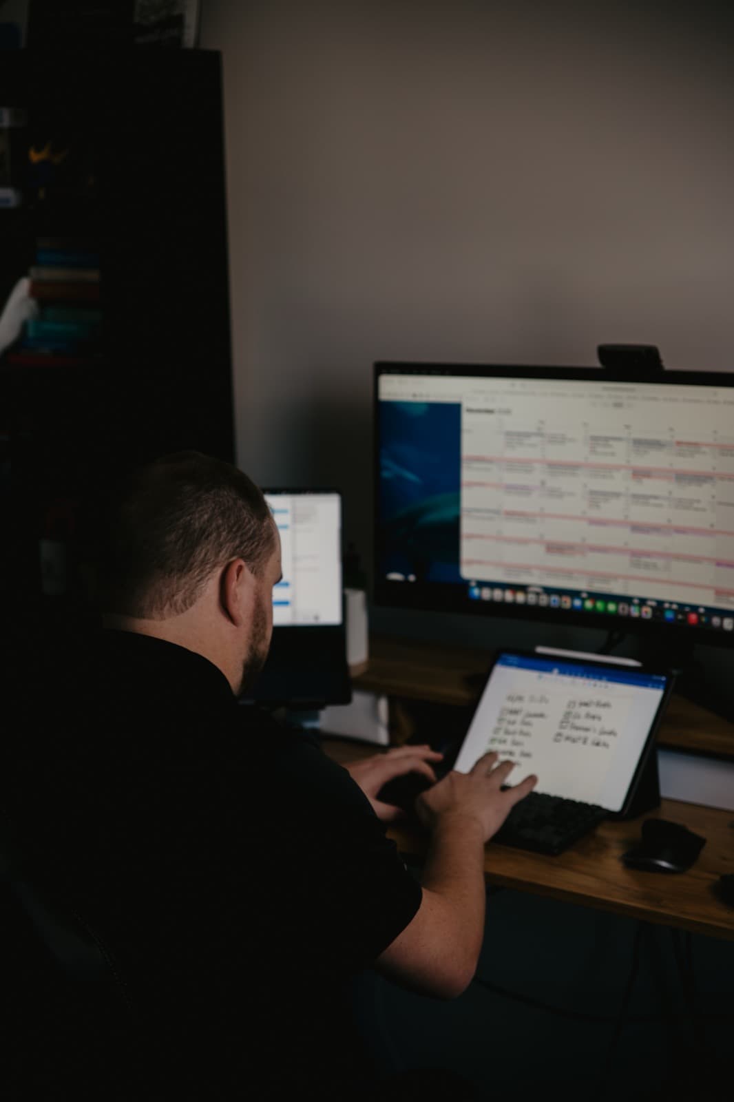 Logan Lewis working on an email marketing campaign